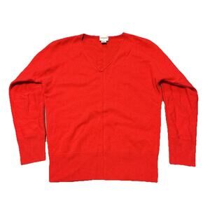 Chico's Womens 0 Cashmere Blend Sweater Red Long Sleeve Minimalist Quiet Luxury